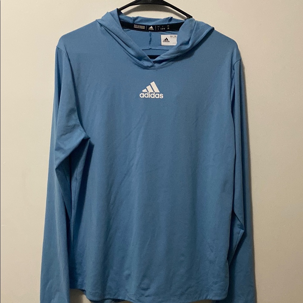 Adidas Sky Blue Hoodie with Logo